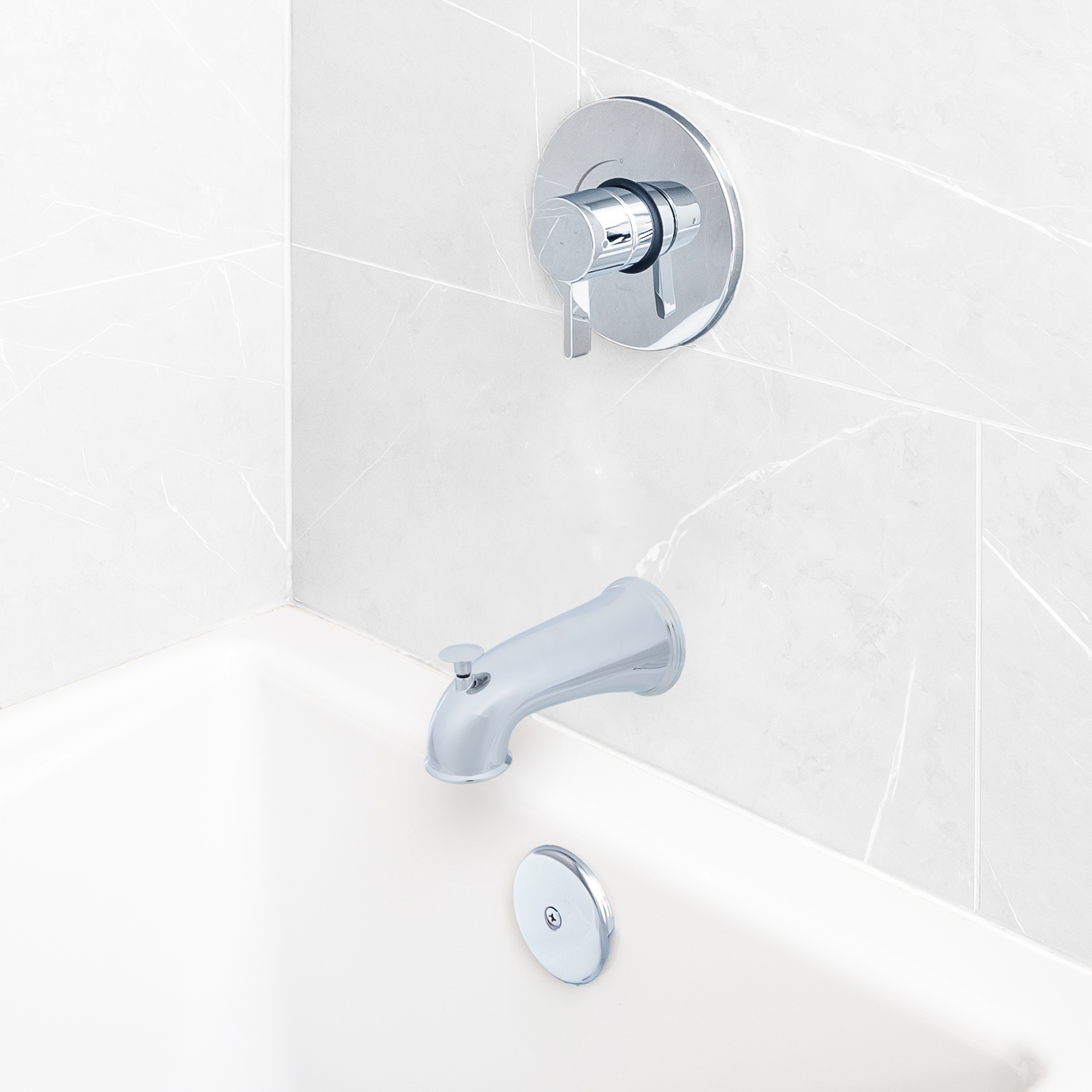 1st image of 6 in. Decorative Tub Spout with Pull Up Diverter in Chrome 1st image of 6 in. Decorative Tub Spout with Pull Up Diverter in Chrome
