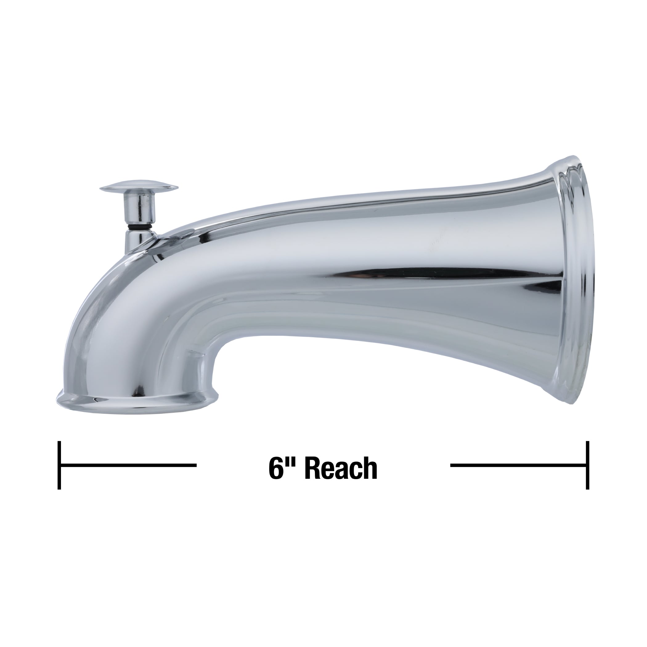 6th image of 6 in. Decorative Tub Spout with Pull Up Diverter in Chrome 6th image of 6 in. Decorative Tub Spout with Pull Up Diverter in Chrome