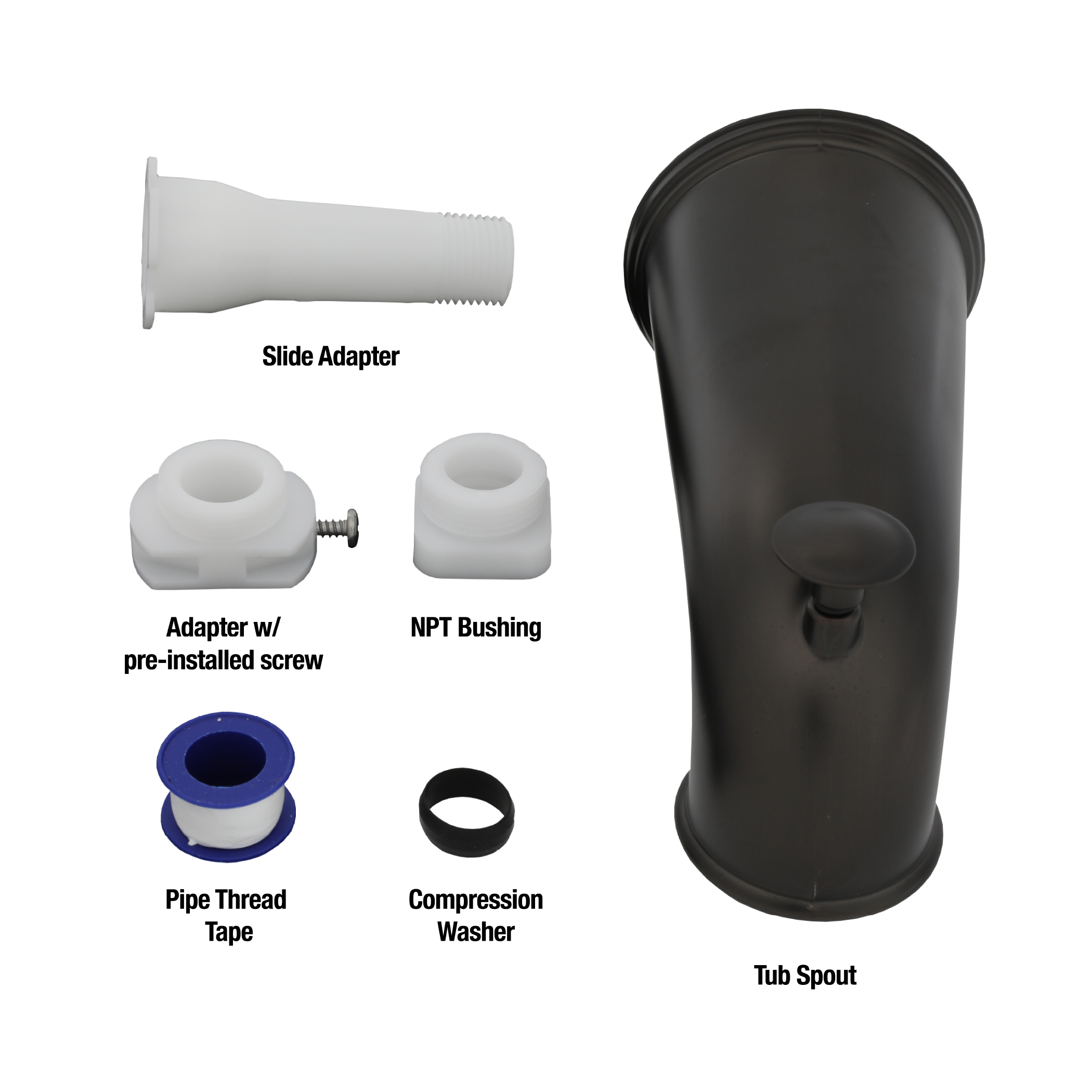 4th image of 6 in. Decorative Tub Spout with Pull Up Diverter in Oil Rubbed Bronze 4th image of 6 in. Decorative Tub Spout with Pull Up Diverter in Oil Rubbed Bronze