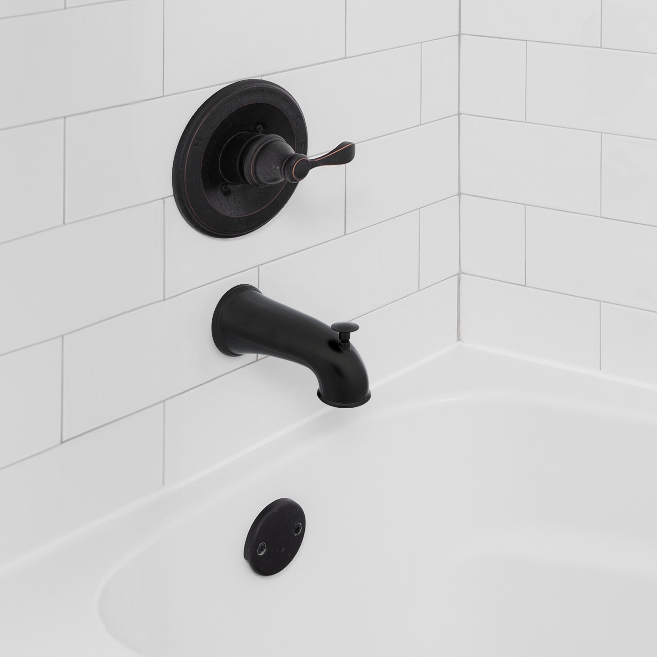 1st image of 6 in. Decorative Tub Spout with Pull Up Diverter in Oil Rubbed Bronze 1st image of 6 in. Decorative Tub Spout with Pull Up Diverter in Oil Rubbed Bronze