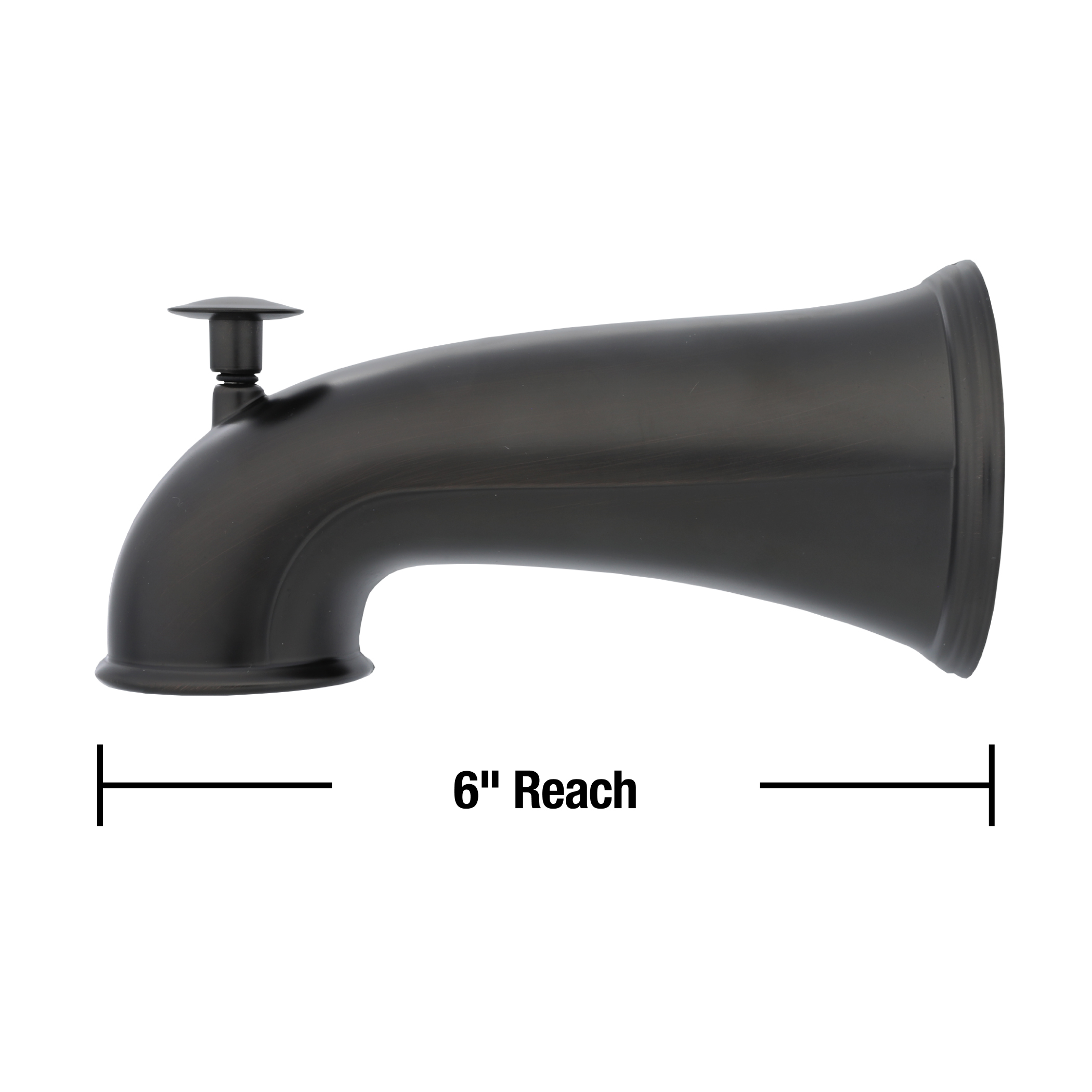 6th image of 6 in. Decorative Tub Spout with Pull Up Diverter in Oil Rubbed Bronze 6th image of 6 in. Decorative Tub Spout with Pull Up Diverter in Oil Rubbed Bronze