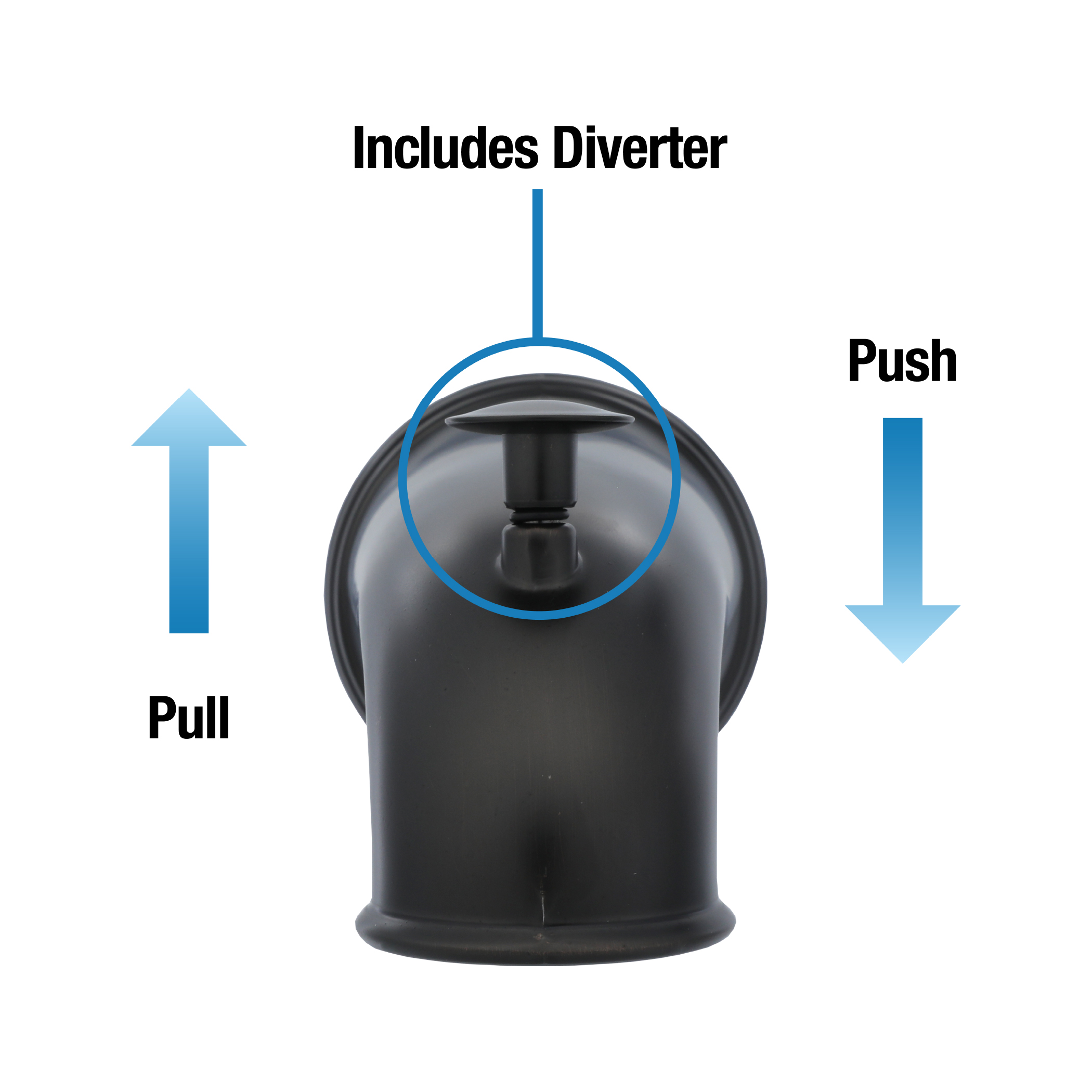 5th image of 6 in. Decorative Tub Spout with Pull Up Diverter in Oil Rubbed Bronze 5th image of 6 in. Decorative Tub Spout with Pull Up Diverter in Oil Rubbed Bronze
