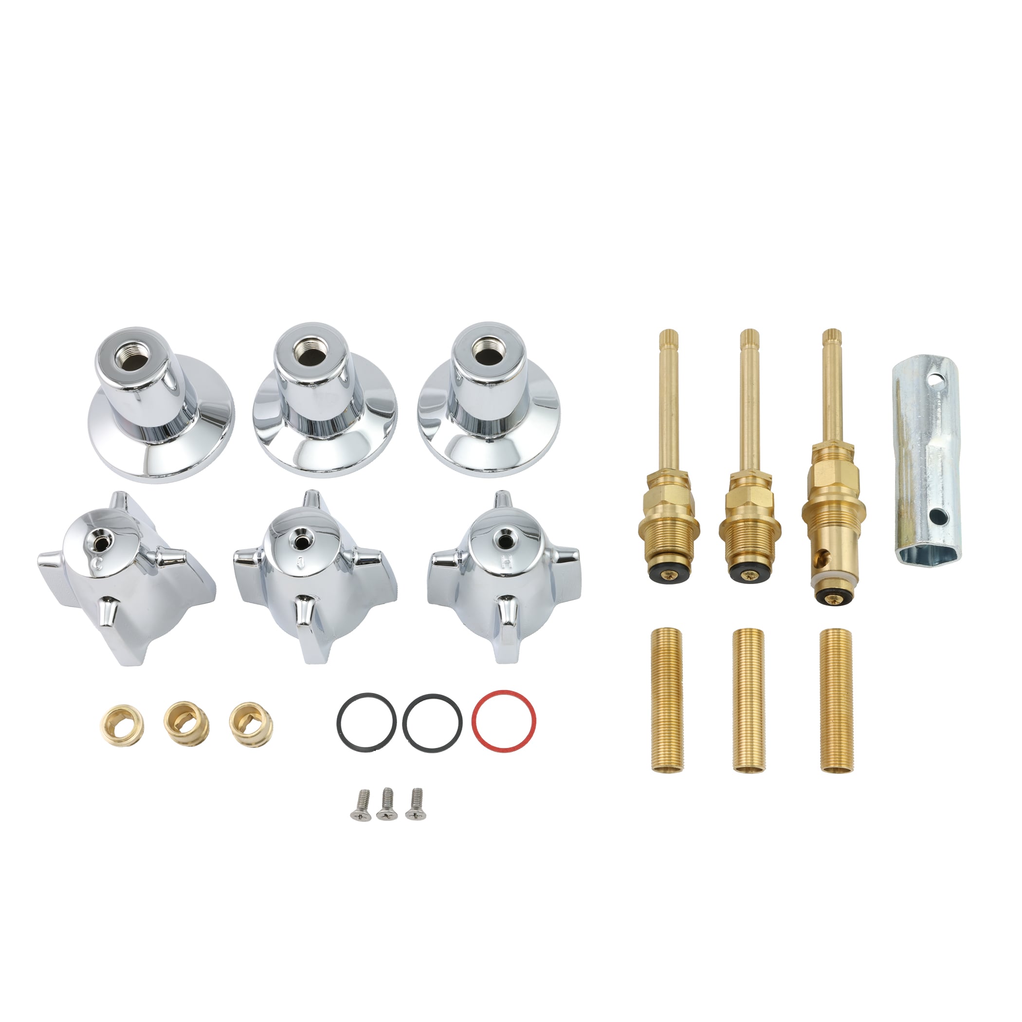 Tub/Shower 3-Handle Remodeling Kit for Central Brass in Chrome