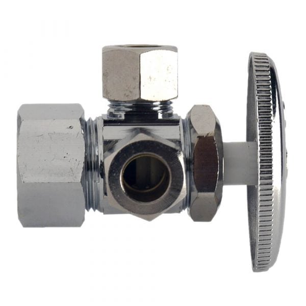 5/8 in. Comp. x 3/8 in. Comp. x 3/8 in. Comp. Dual Outlet Shut-Off Valve