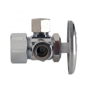 1/2 IPS x 3/8 in . Comp x 3/8 in. Comp. Dual Outlet Shut-Off Valve