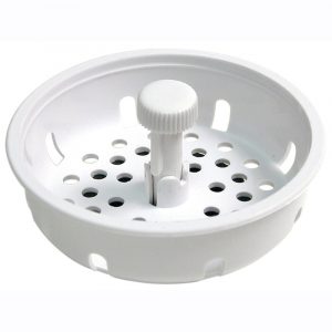 3-1/4 in. Basket Strainer with Stopper in White 3-1/4 in. Basket Strainer with Stopper in White