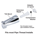 4th image of Diverter Tub Spout in Chrome