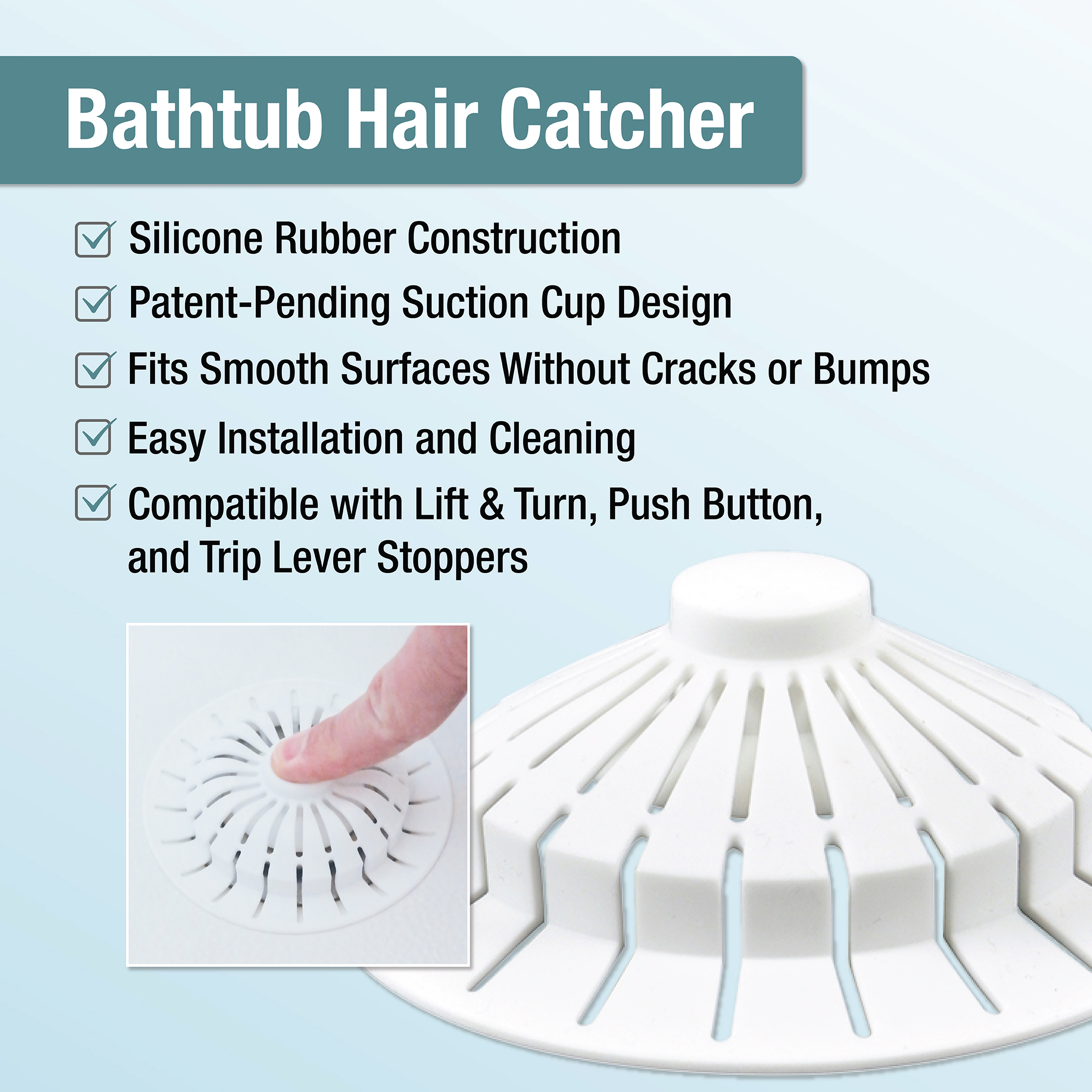 1st image of Bathtub Hair Catcher with Suction Cup 1st image of Bathtub Hair Catcher with Suction Cup