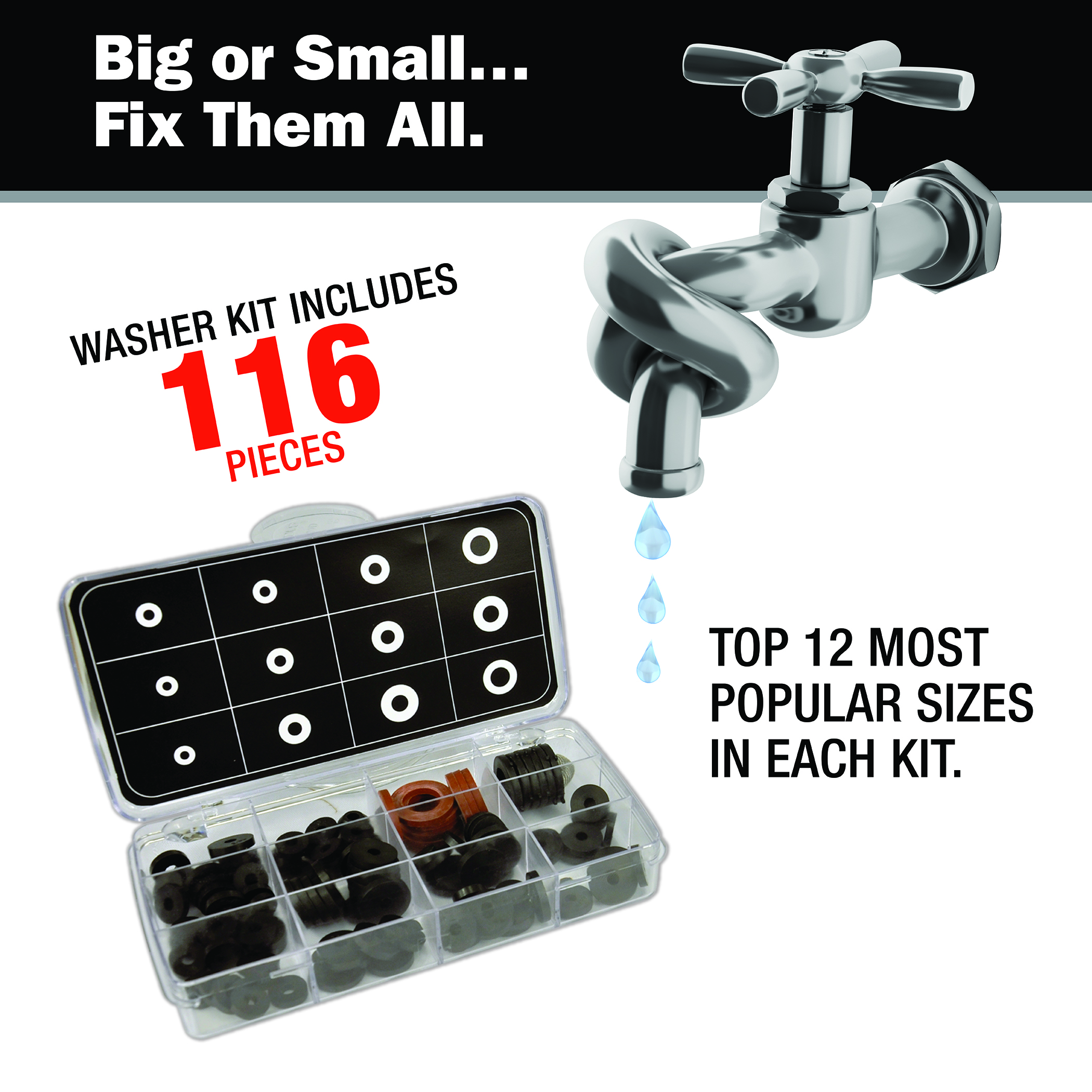 thumbnail image 2 of Wennow 141-Piece Water Faucet And Sink Washer Assortment Kit - Model 97828 2 of 6