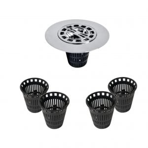 Hair Catcher Shower Drain Cover in Chrome w/ Hair Catcher Replacement Baskets Hair Catcher Shower Drain Cover in Chrome w/ Hair Catcher Replacement Baskets