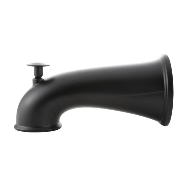 6 in. Decorative Tub Spout with Pull Up Diverter in Matte Black 6 in. Decorative Tub Spout with Pull Up Diverter in Matte Black