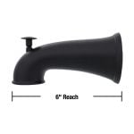 6th image of 6 in. Decorative Tub Spout with Pull Up Diverter in Matte Black