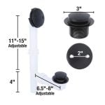 3rd image of Touch-Toe Tub Drain Kit with Matte Black Trim