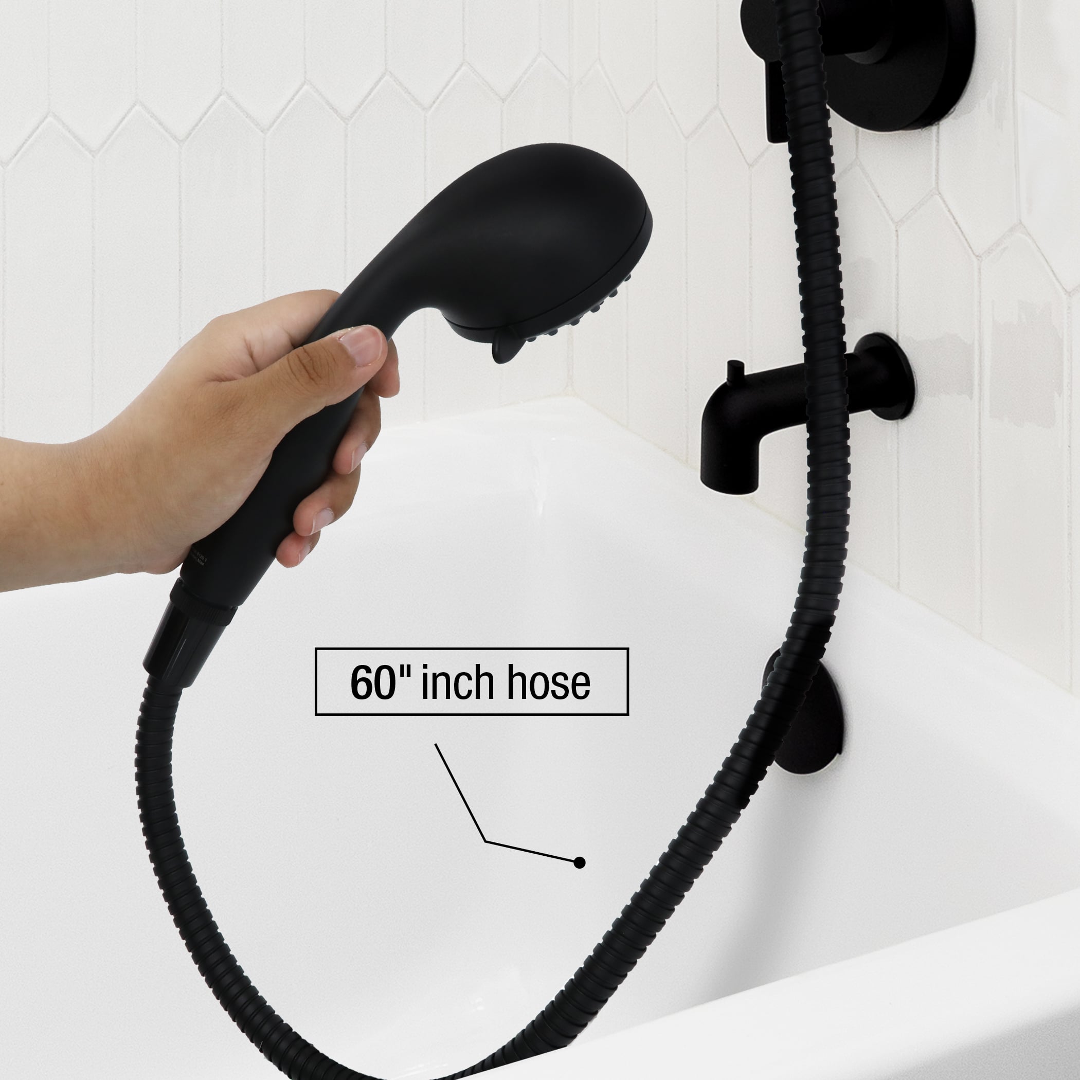 5th image of Multi-Function Massage Handheld Showerhead with Hose in Matte Black 5th image of Multi-Function Massage Handheld Showerhead with Hose in Matte Black