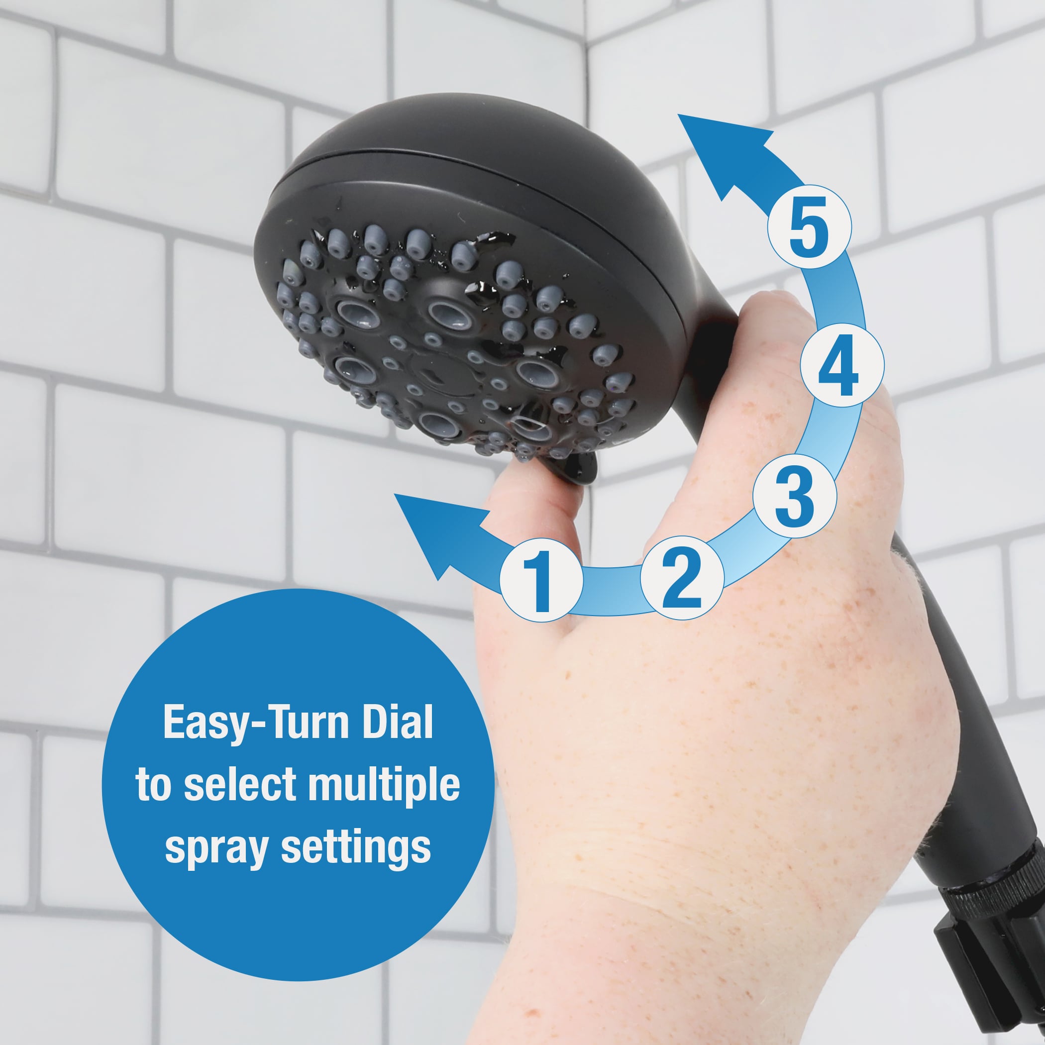 6th image of Multi-Function Massage Handheld Showerhead with Hose in Matte Black 6th image of Multi-Function Massage Handheld Showerhead with Hose in Matte Black