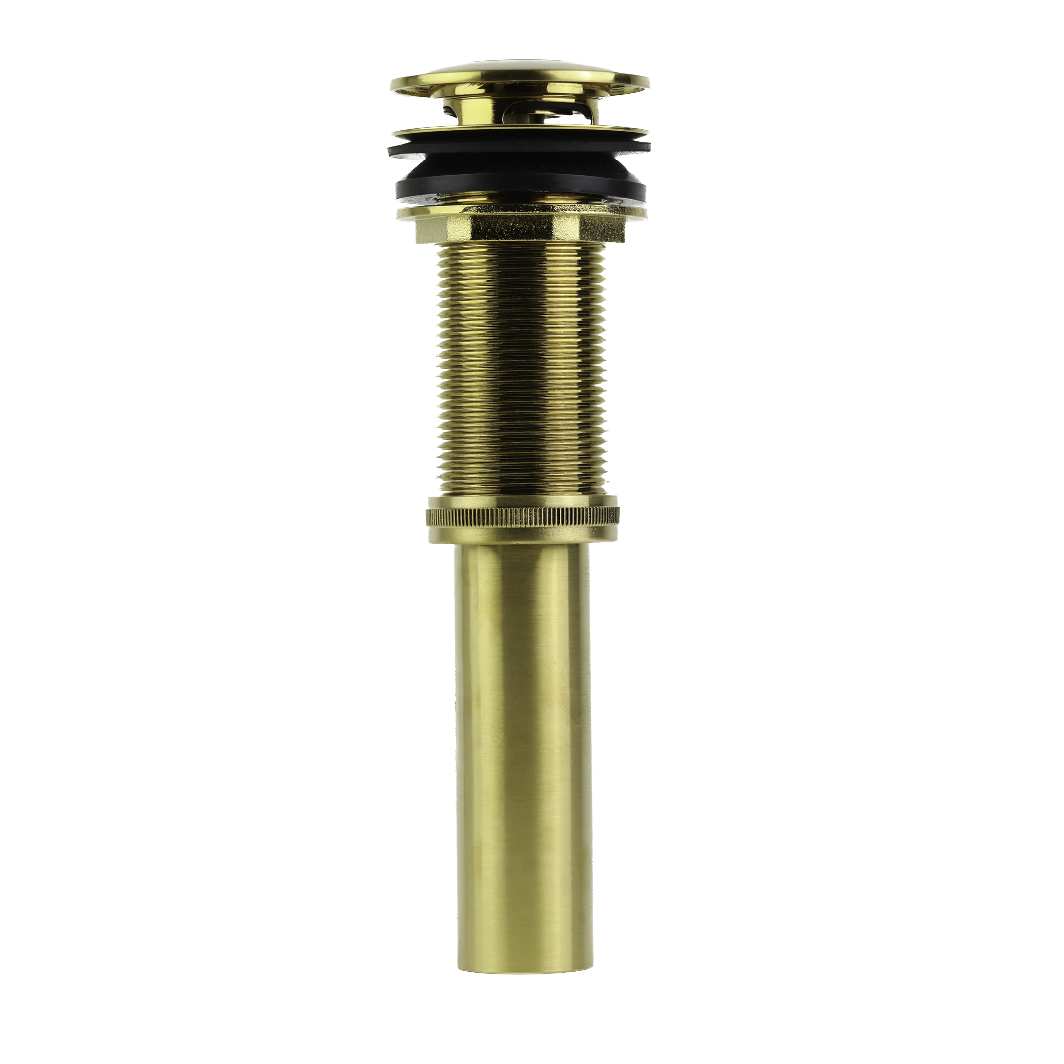 Decorative Push-Button Sink Drain without Overflow in Brushed Gold